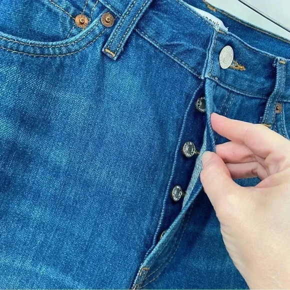 NWT Re/Done 90s High Rise Loose Jeans Destroyed Broken Blue size 27 - Picture 7 of 16